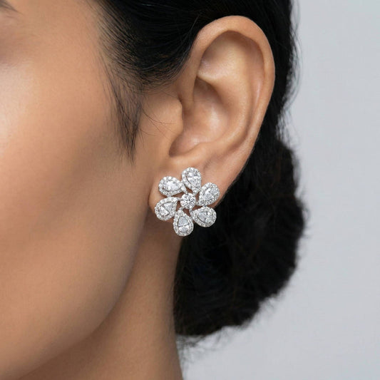 Luxora White Flower Studs