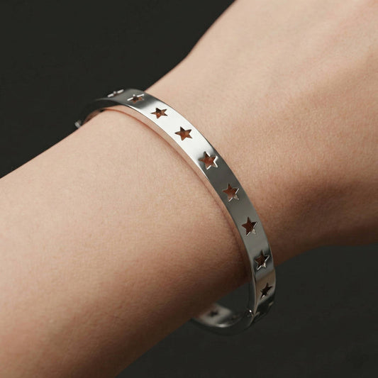 Luxora Small Star Silver Kada