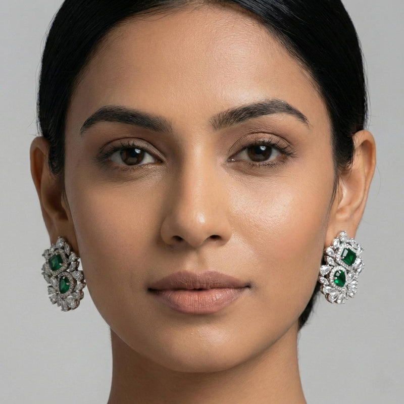 Luxora Green Diamond Square N Pear Shape (Studs)