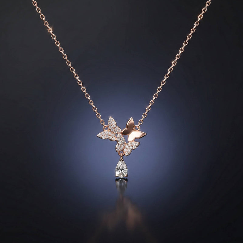 Luxora 2 Diamond 1 Gold Butterfly with Droplet