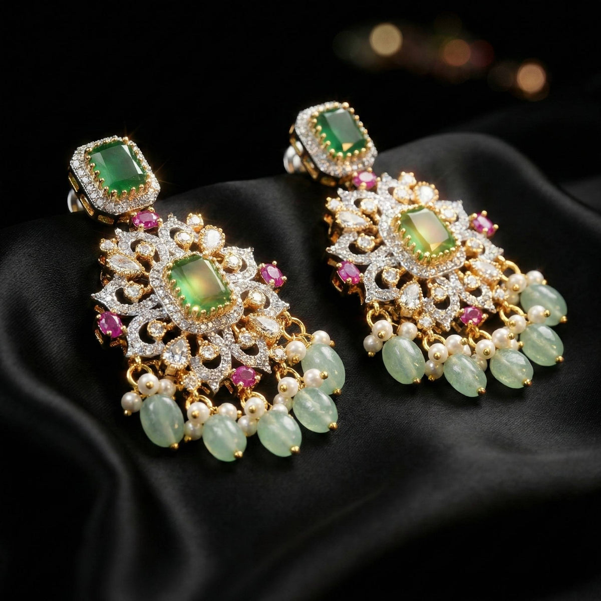 Luxora Emerald with Light Green Danglers