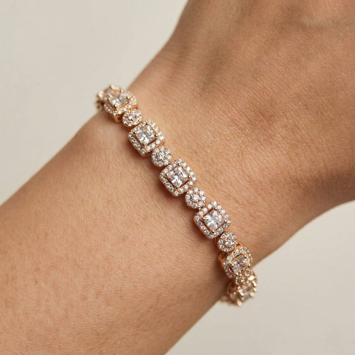 Luxora Plain and Green Square Heavy Bracelets