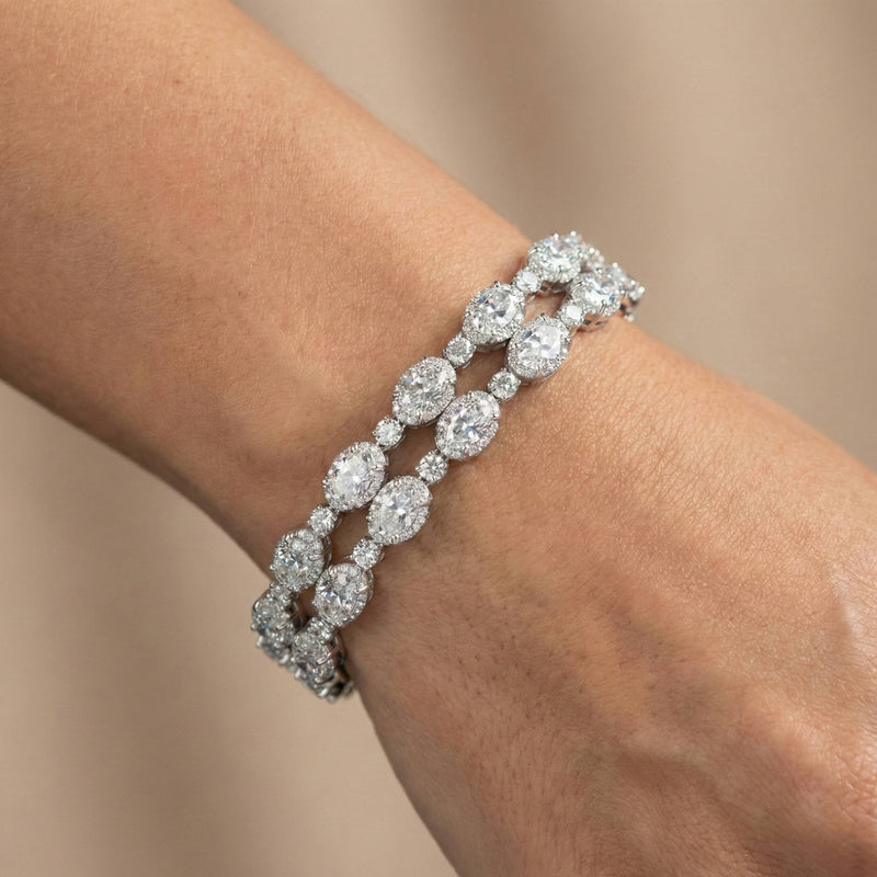 Luxora Double Line Silver Bracelet with Diamonds