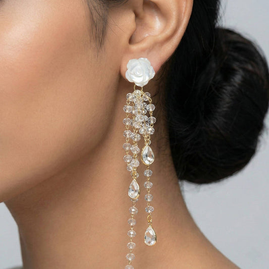 Rose with Diamond Danglers