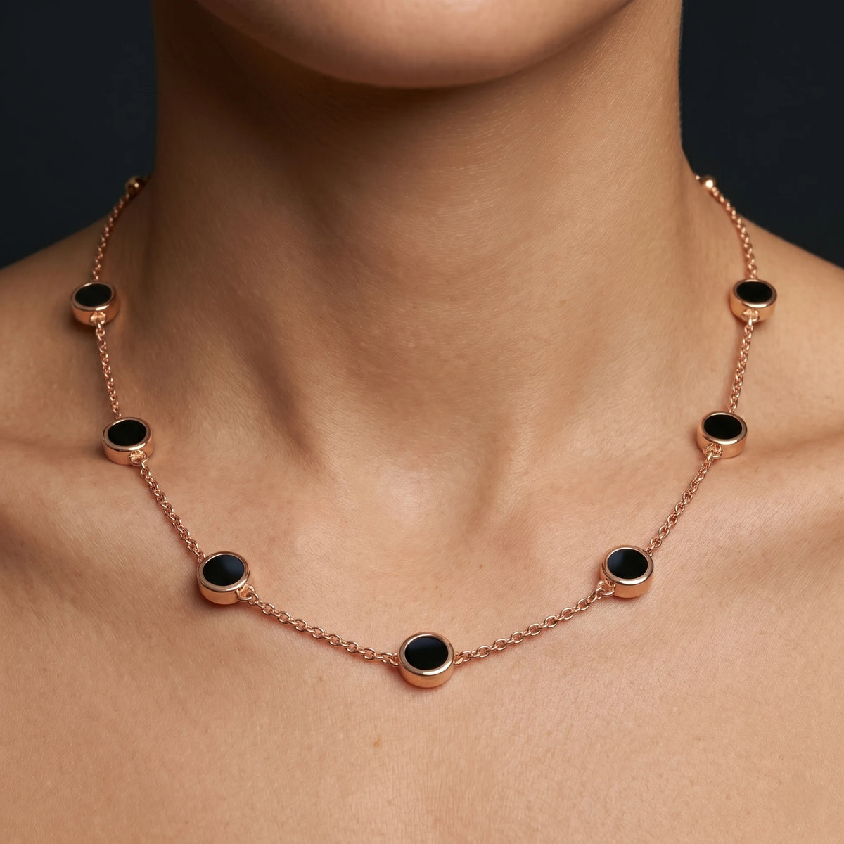 Luxora Midnight Elegance Onyx Station Necklace