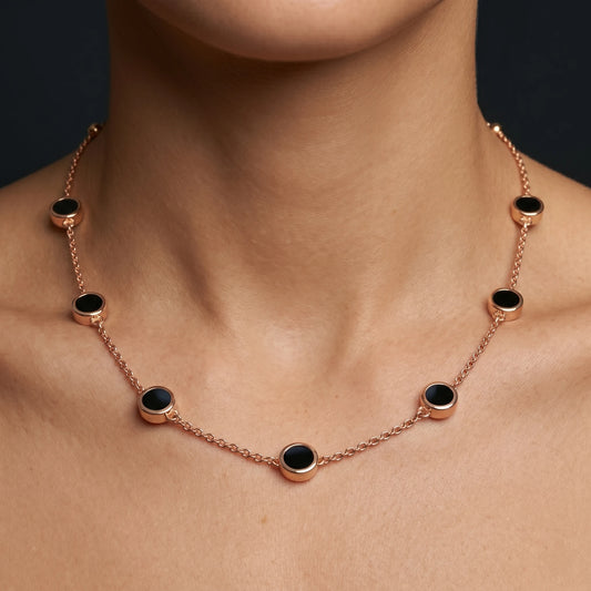 Luxora Midnight Elegance Onyx Station Necklace