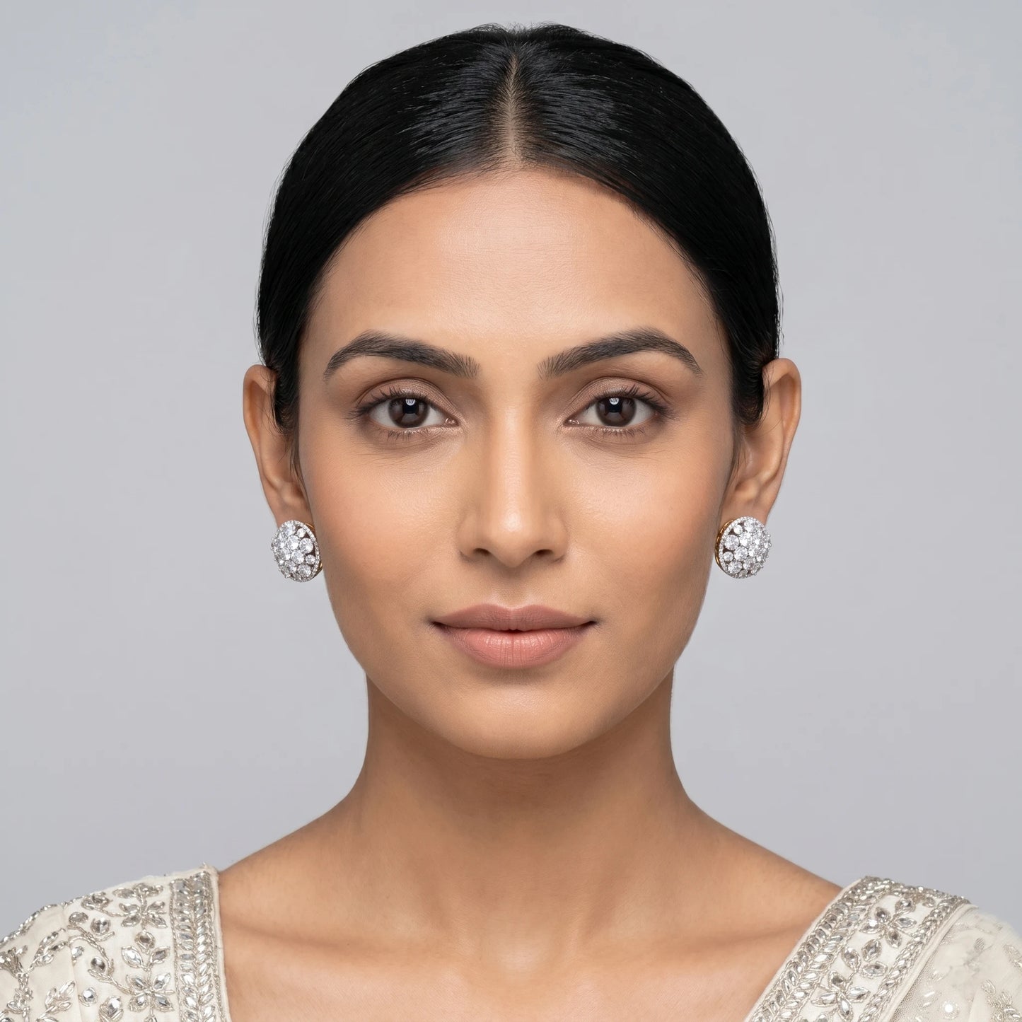 Luxora Celestial Halo Crystal Stud Earrings
