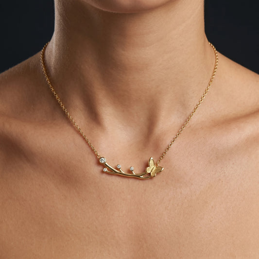 Luxora Golden Butterfly Branch Necklace