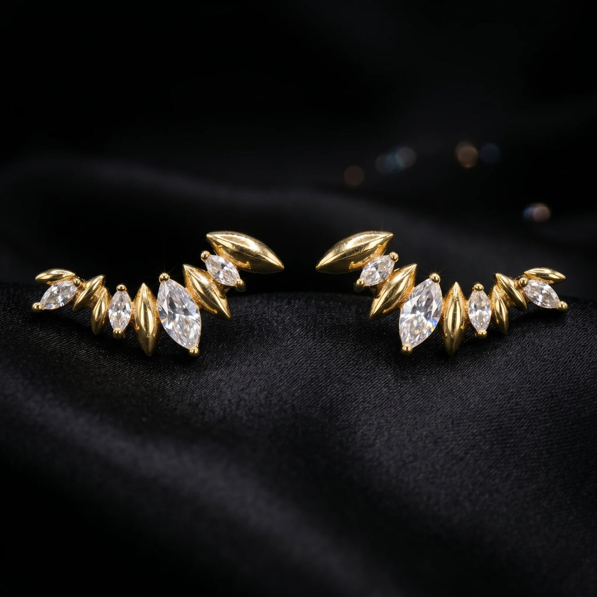 Luxora Aurora Leaf Ear Climbers