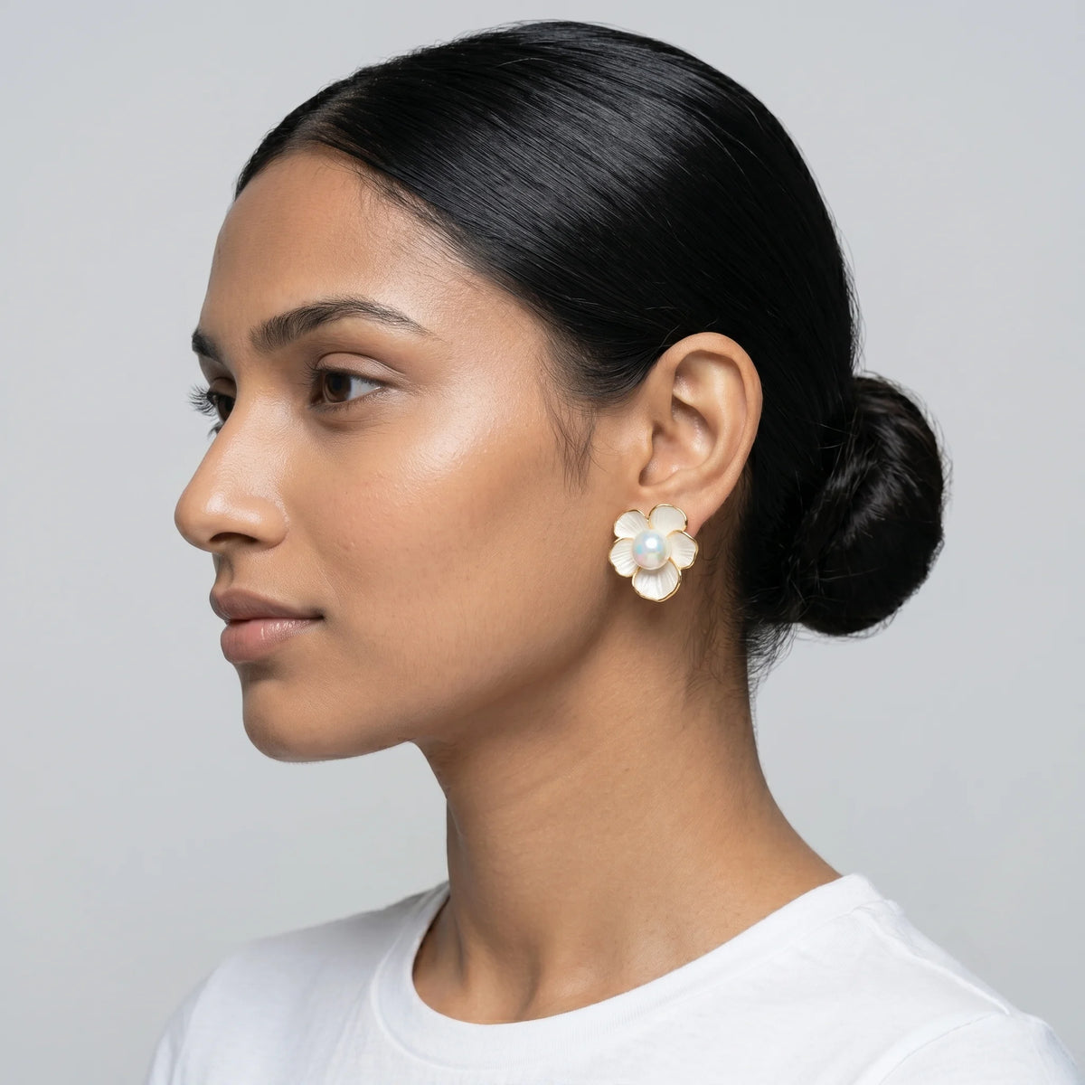 Luxora Pearl Blossom Stud Earrings