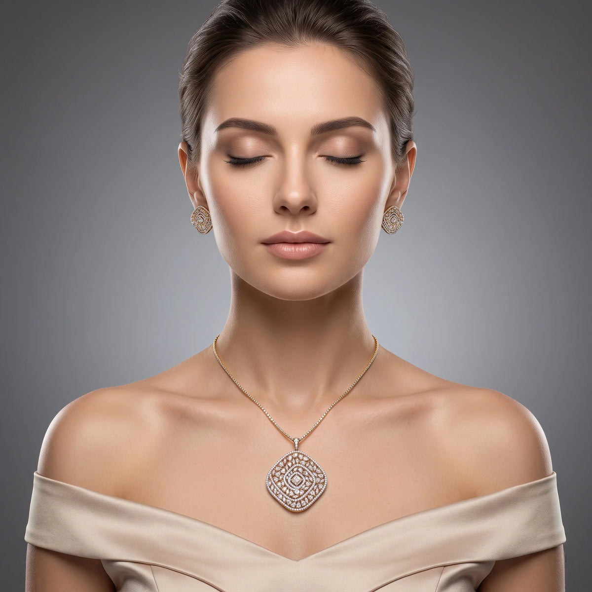 Luxora Celestial Sparkle Diamond Pendant Set