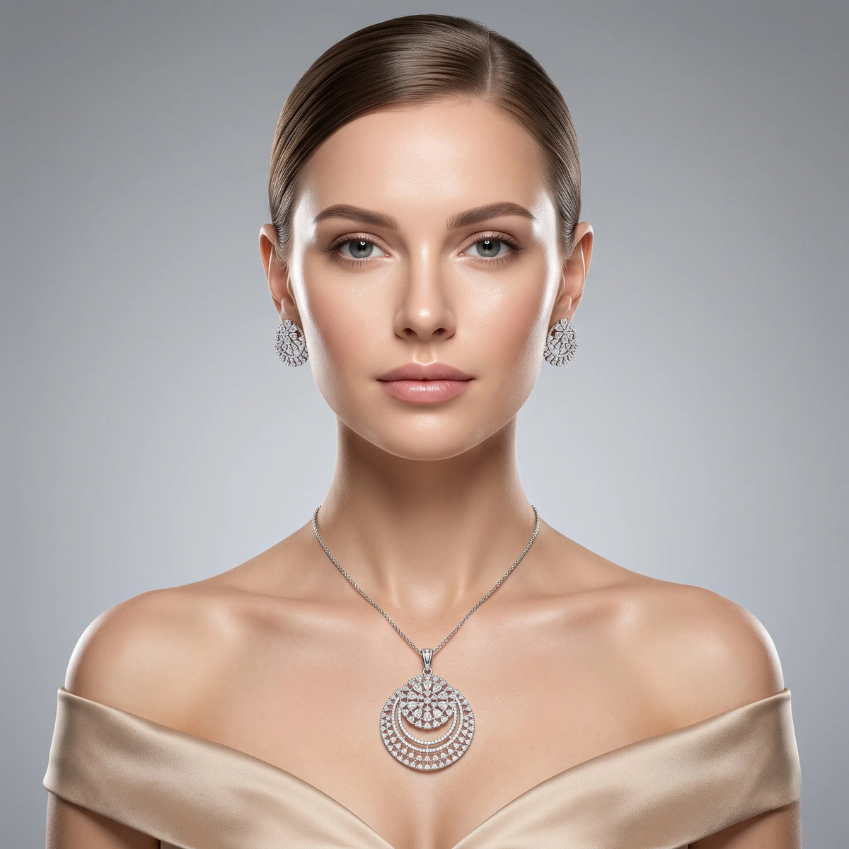 Luxora Celestial Cascade Diamond Pendant Set