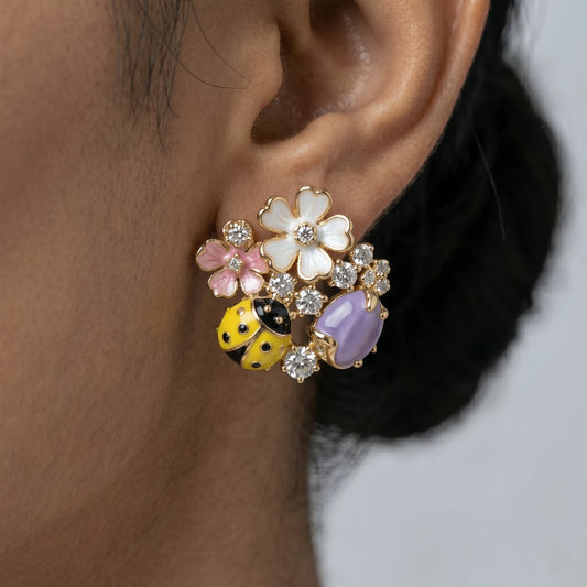 Luxora Enchanted Garden Ladybug Earrings