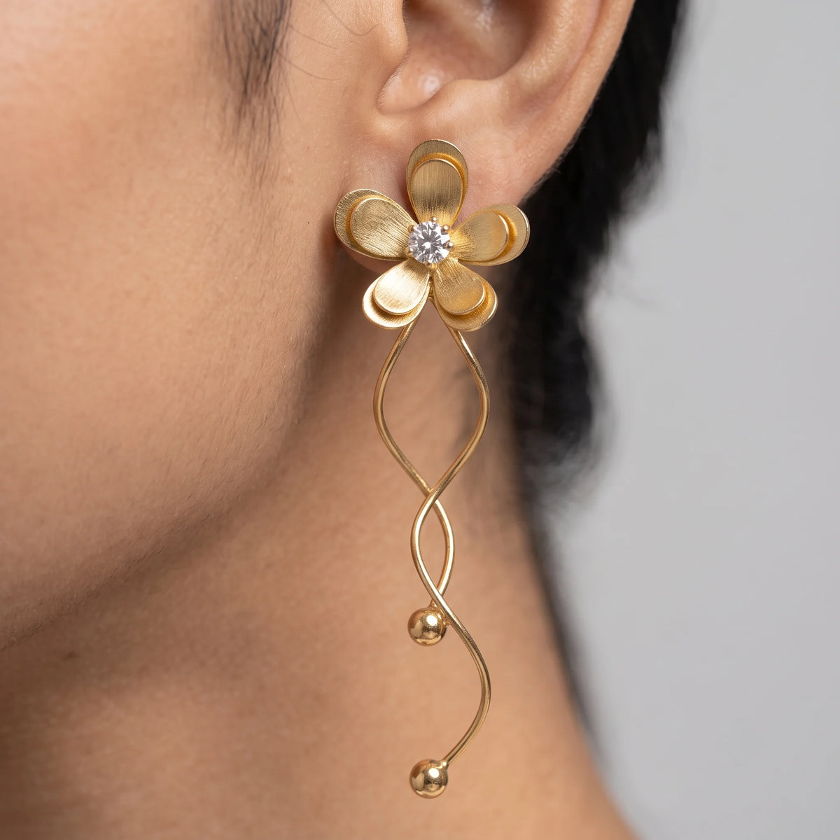 Luxora Golden Petal Drop Earrings