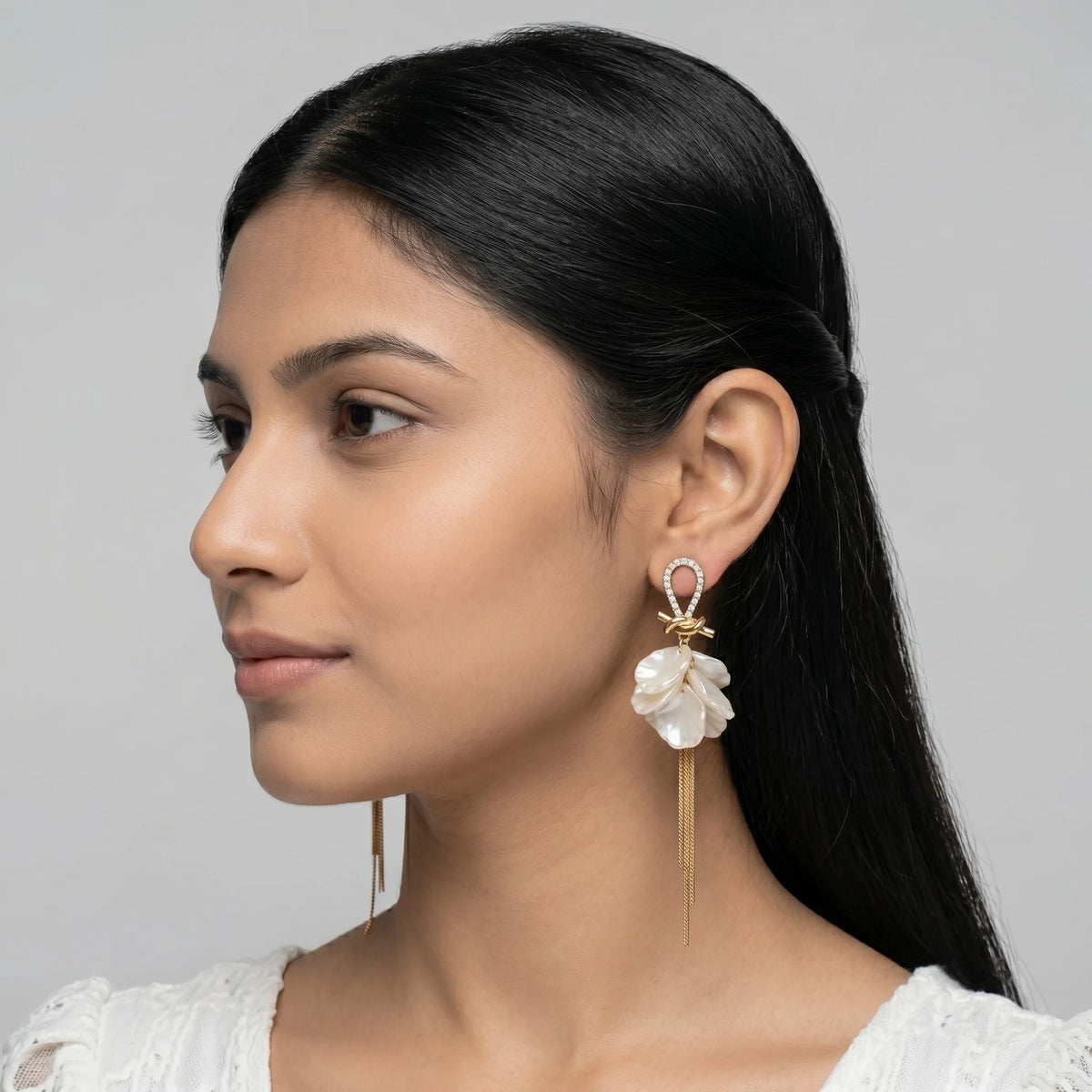 Luxora Pearl Blossom Cascade Earrings