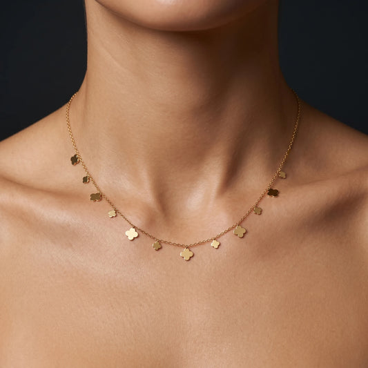 Luxora Golden Clover Cascade Necklace