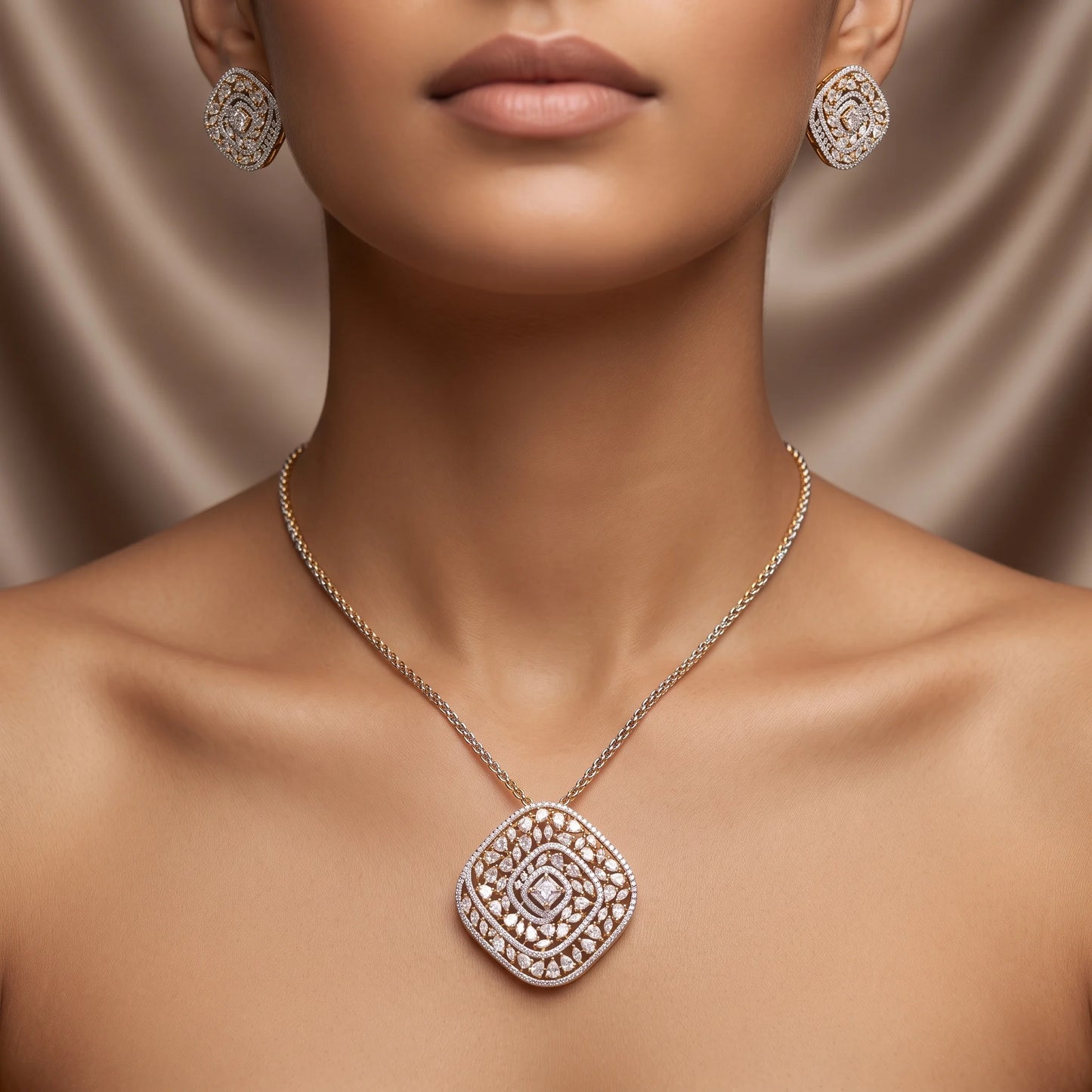 Luxora Celestial Sparkle Diamond Pendant Set