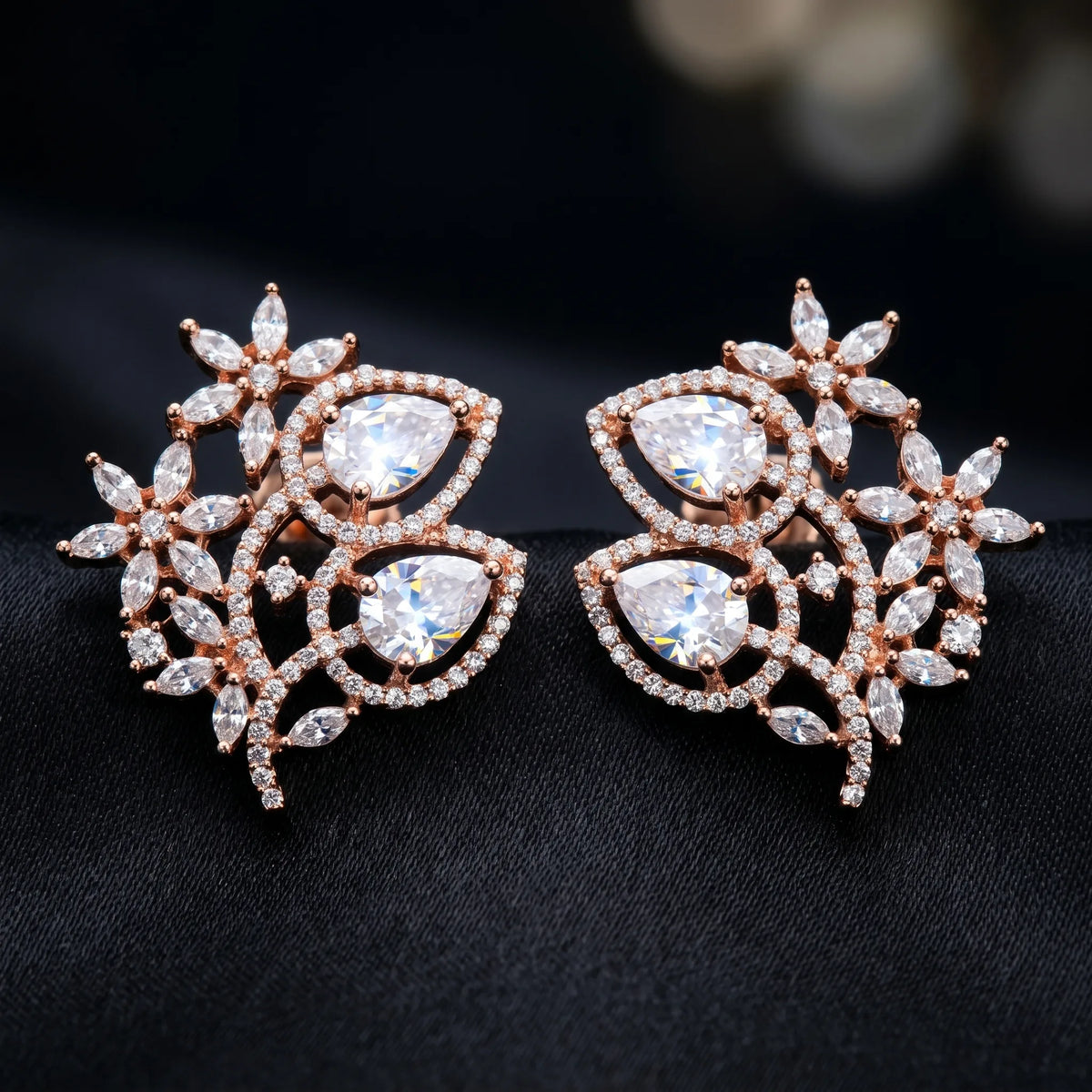 Luxora Enchanted Floral Crystal Studs