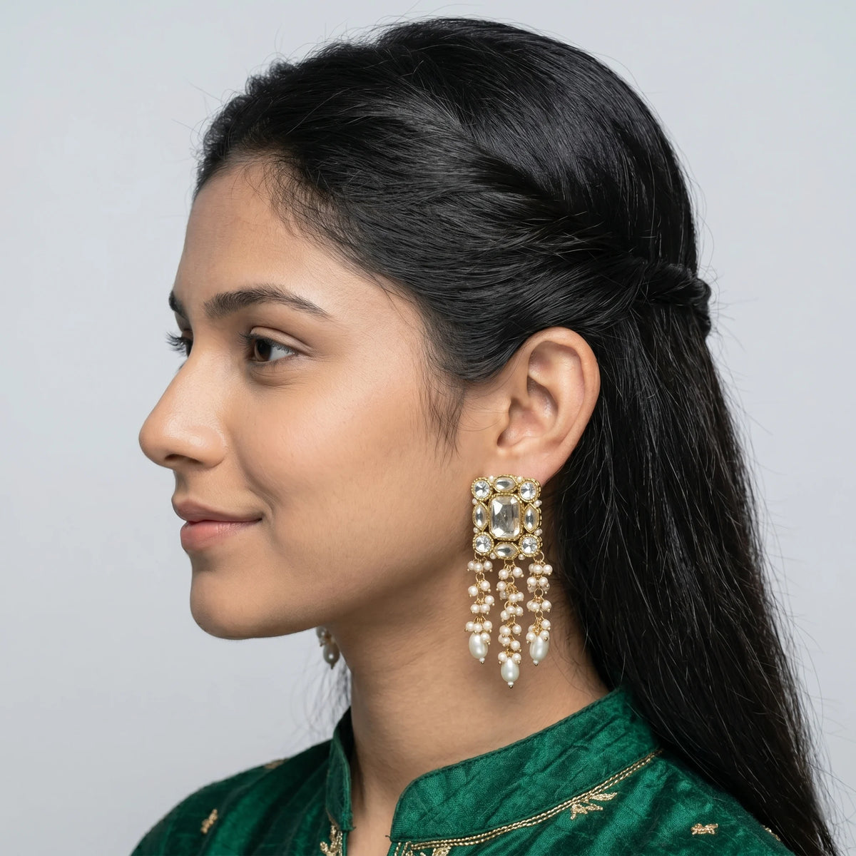 Luxora Regal Pearl Cascade Earrings