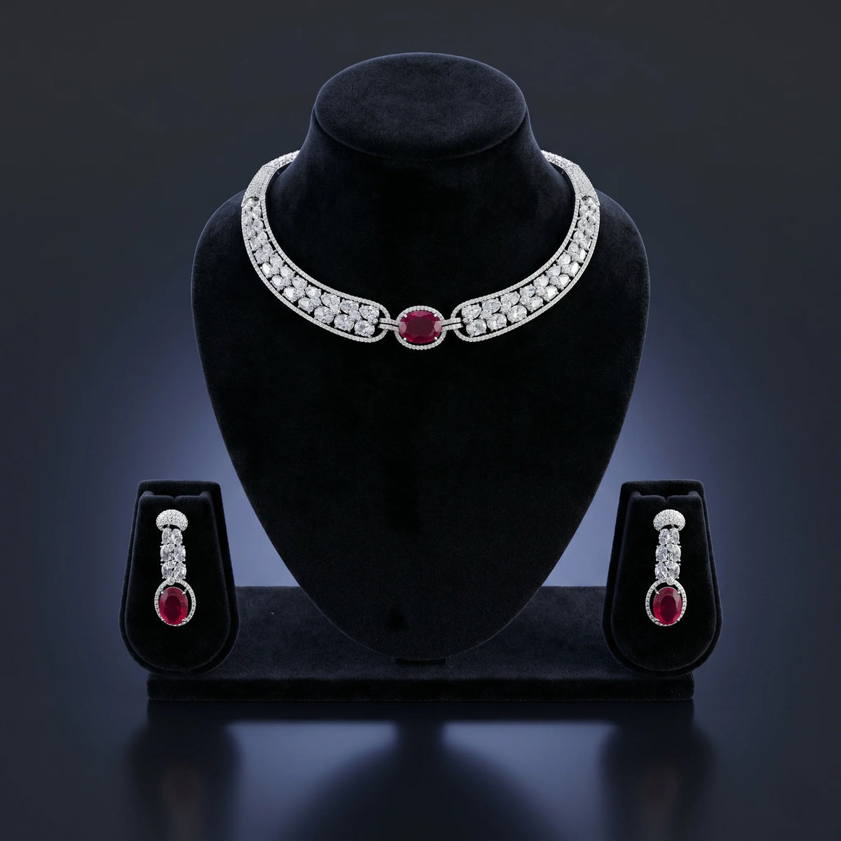 Luxora Crimson Royale Diamond Necklace Set