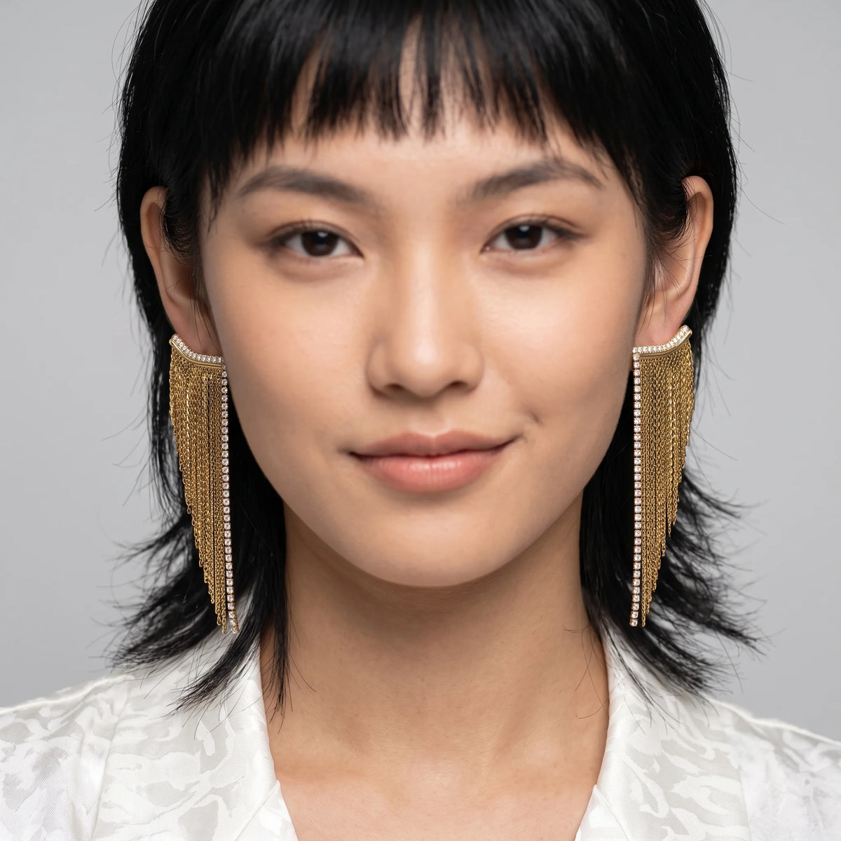 Luxora Golden Cascade Chain Earrings