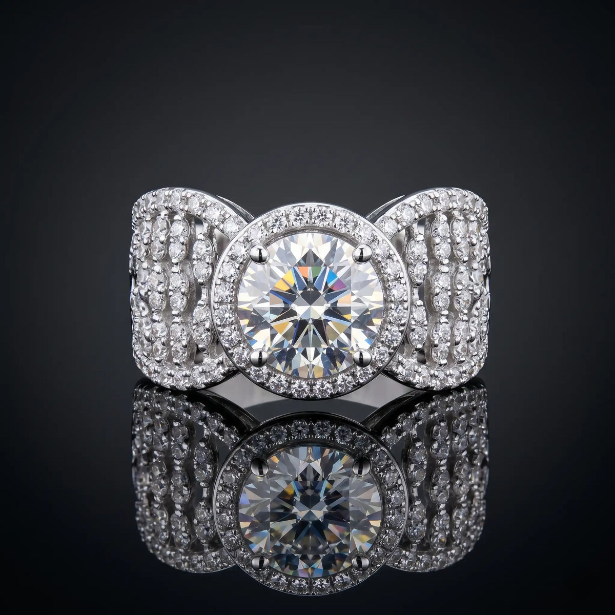 Luxora Royal Halo Solitaire Statement Ring