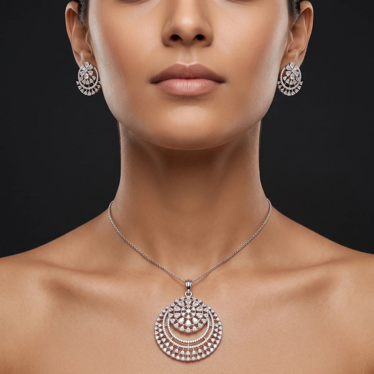 Luxora Celestial Cascade Diamond Pendant Set