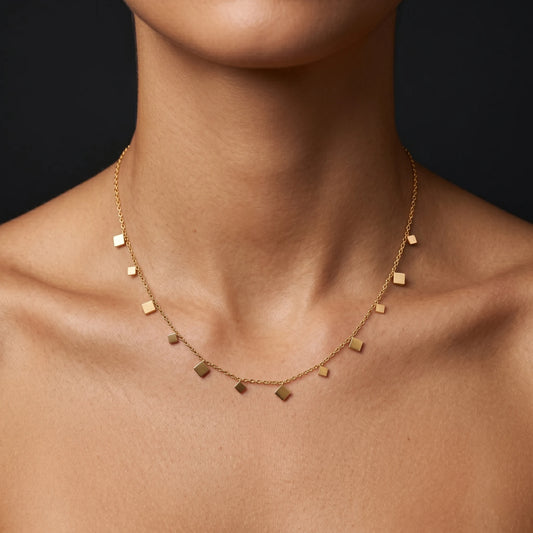 Luxora Golden Geo Charm Necklace