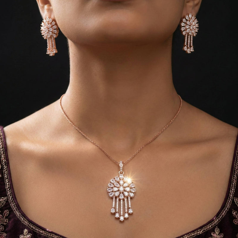 Luxora Floral Design with Chain Danglers