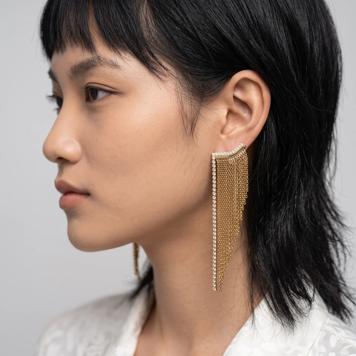 Luxora Golden Cascade Chain Earrings