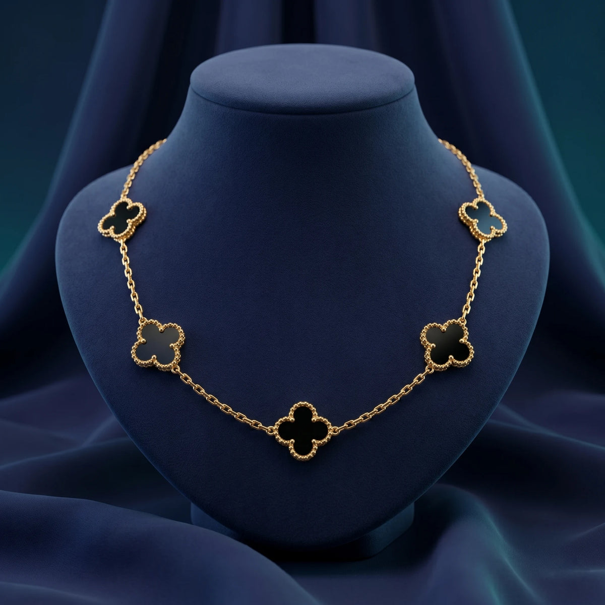 Luxora Midnight Clover Station Necklace