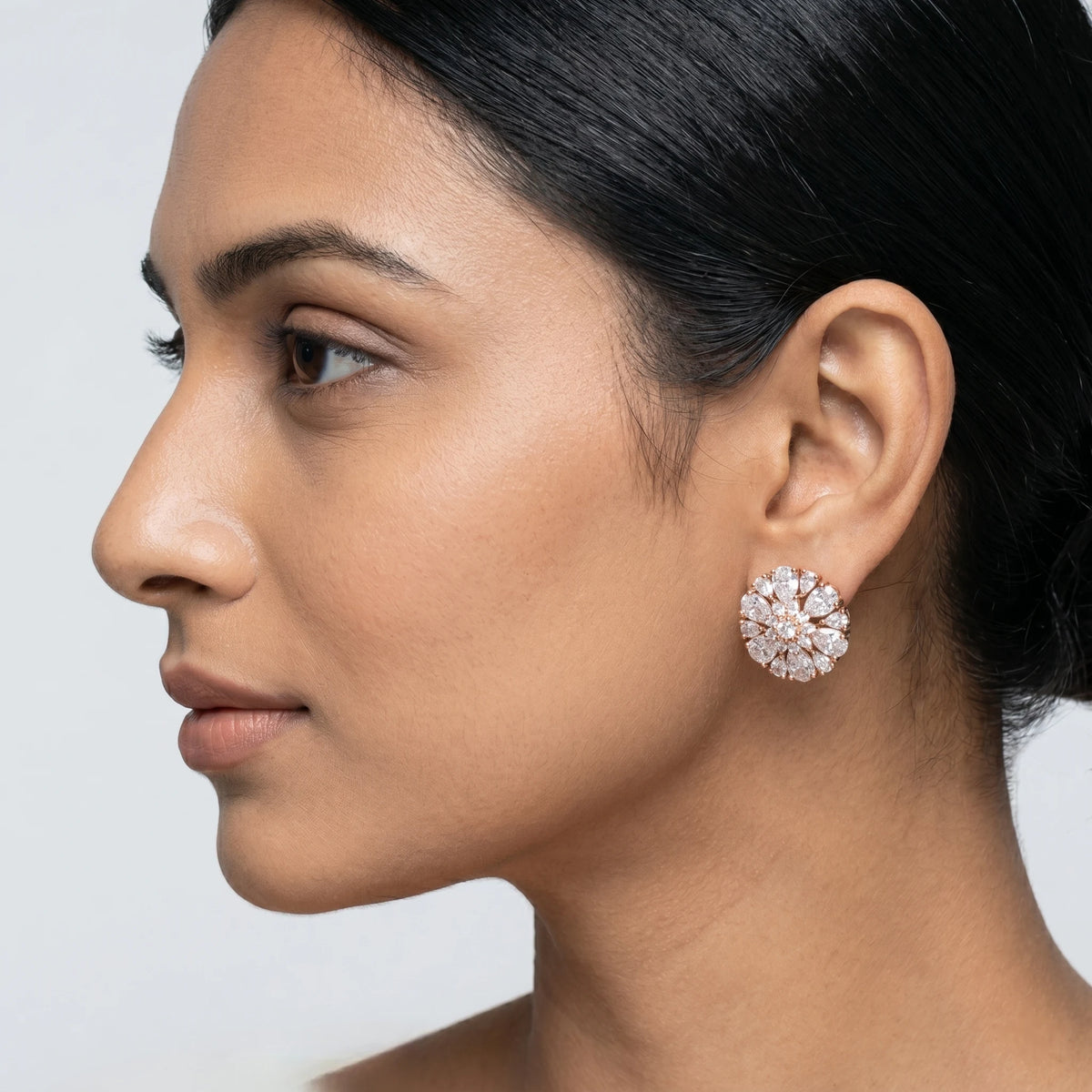Luxora Celestia Floral Crystal Studs
