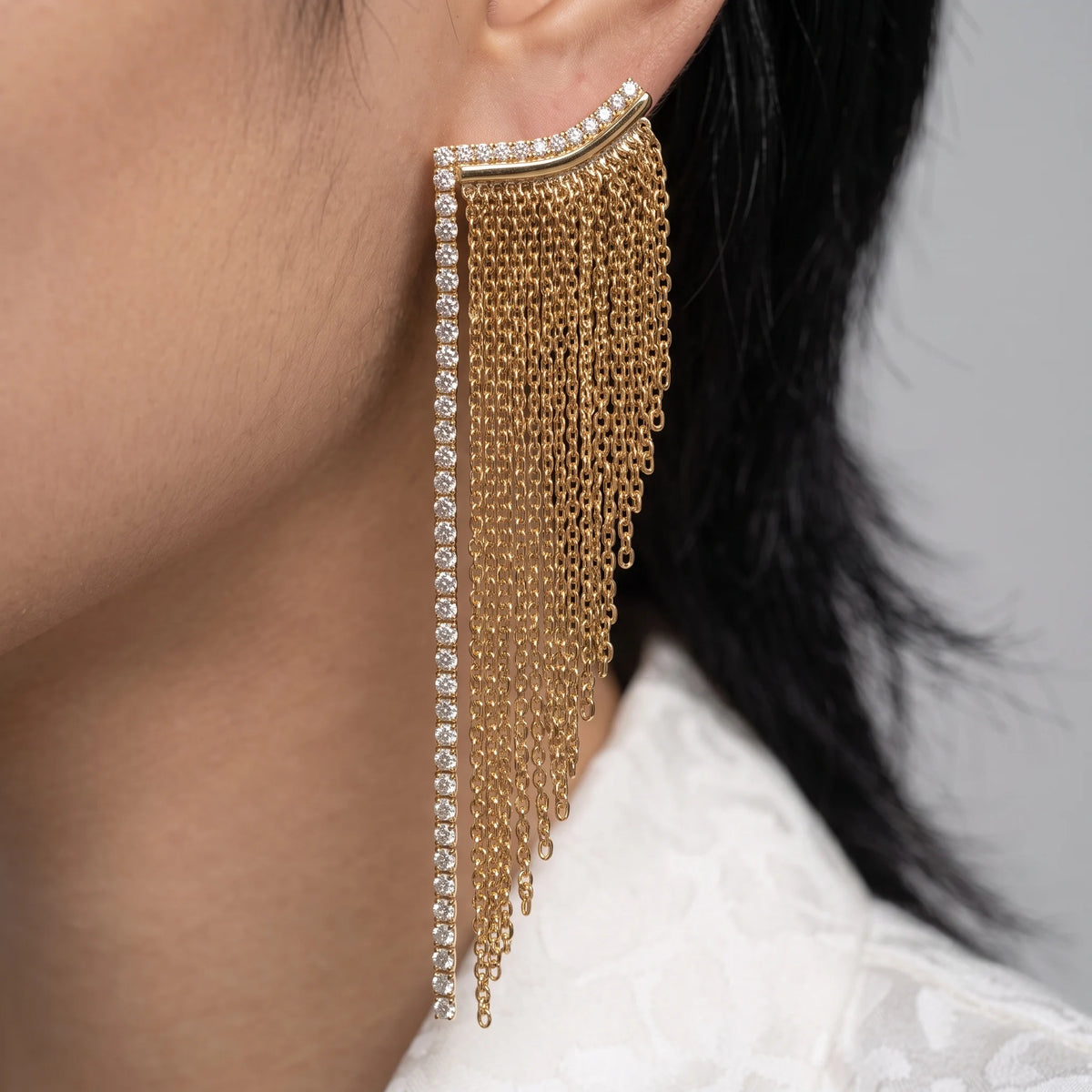 Luxora Golden Cascade Chain Earrings