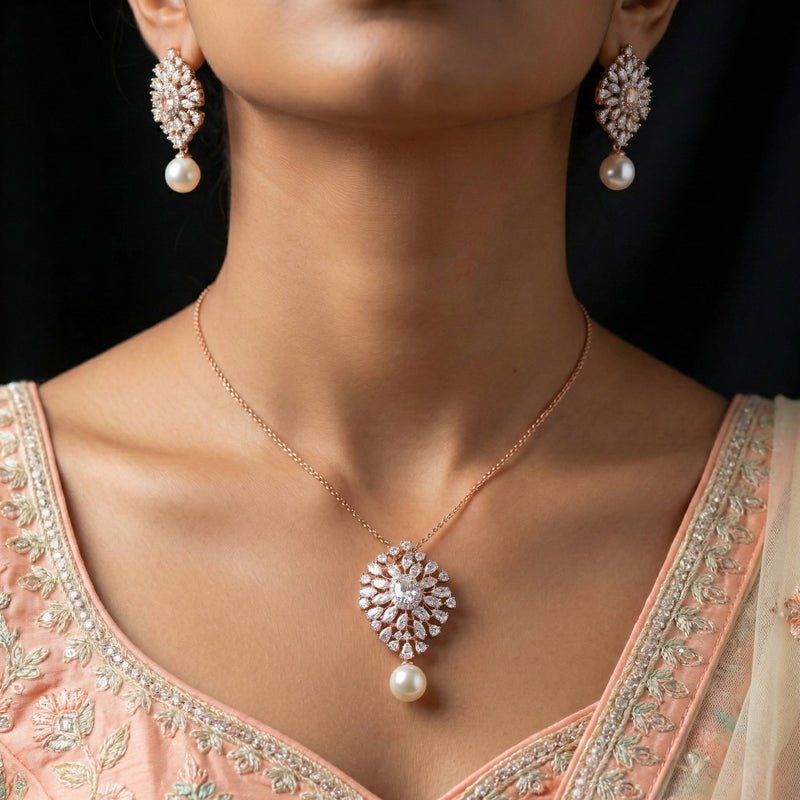Luxora Oval Design with Pearl Drops