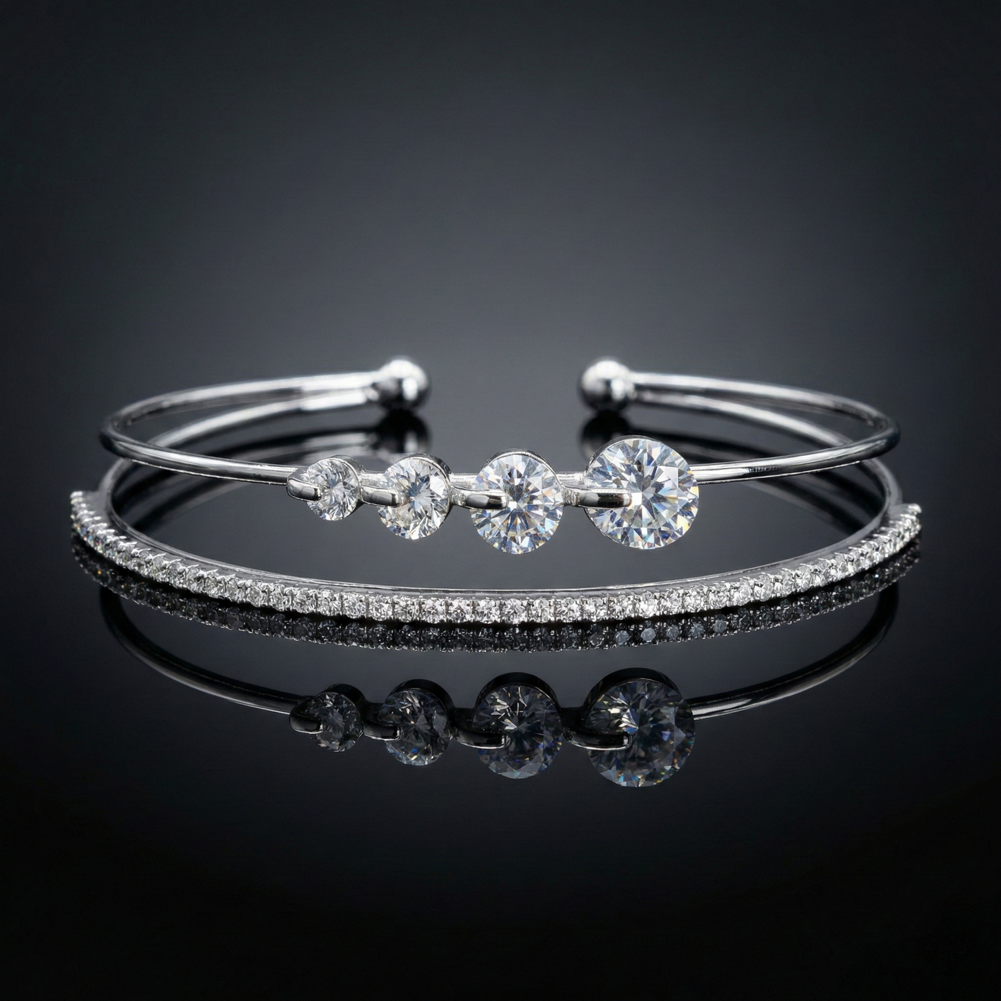Luxora Four Diamond Double Line Kada