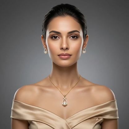 Luxora Pearl Grace Crystal Pendant Set