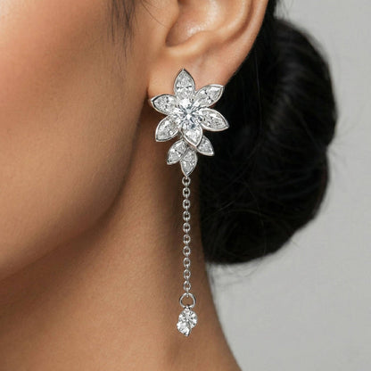 Luxora Silver Flower with Diamond Dangler