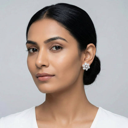 Luxora White Flower Studs