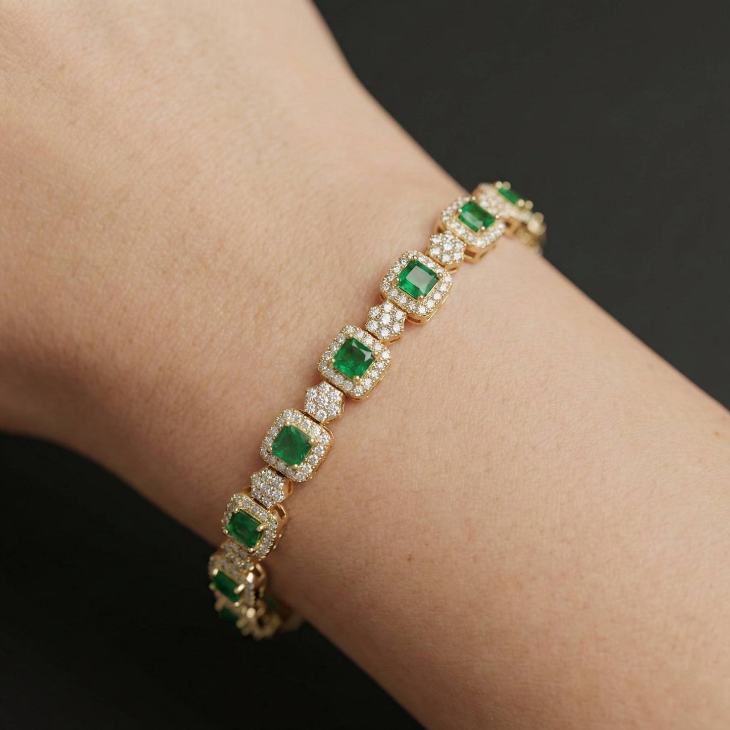 Luxora Plain and Green Square Heavy Bracelets