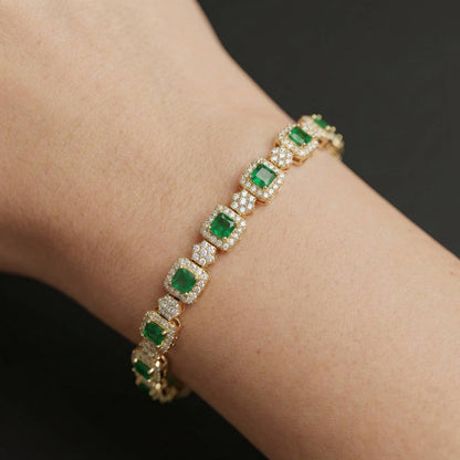 Luxora Plain and Green Square Heavy Bracelets