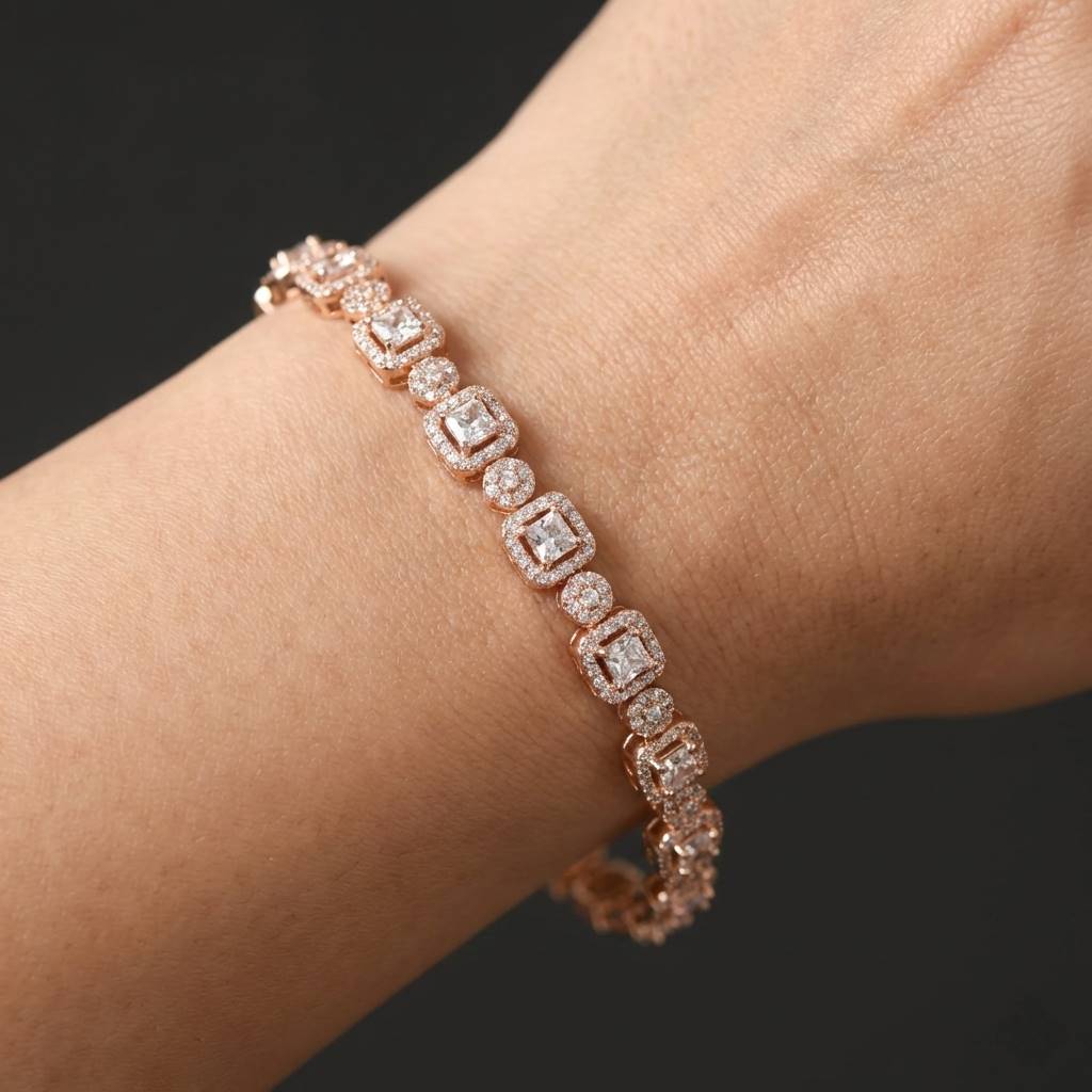 Luxora Plain and Green Square Heavy Bracelets