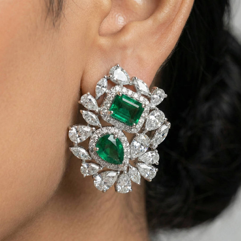 Luxora Green Diamond Square N Pear Shape (Studs)