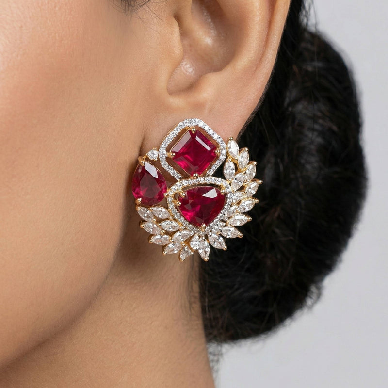 Luxora 3 Shapes of Ruby Stones (Studs)