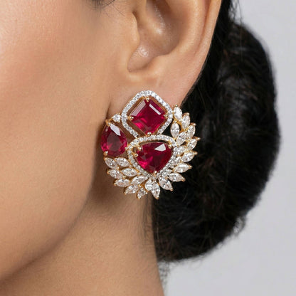 Luxora 3 Shapes of Ruby Stones (Studs)