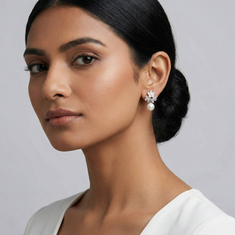 Luxora Silver Triple Flower with Pearls