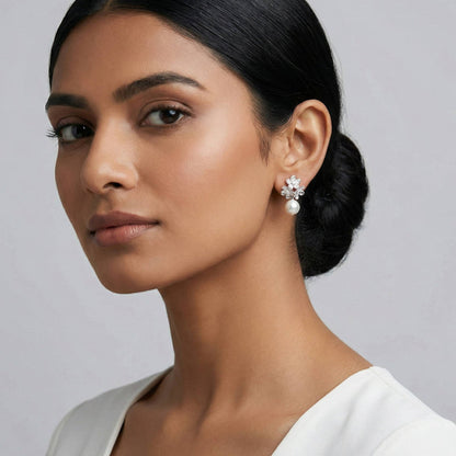 Luxora Silver Triple Flower with Pearls