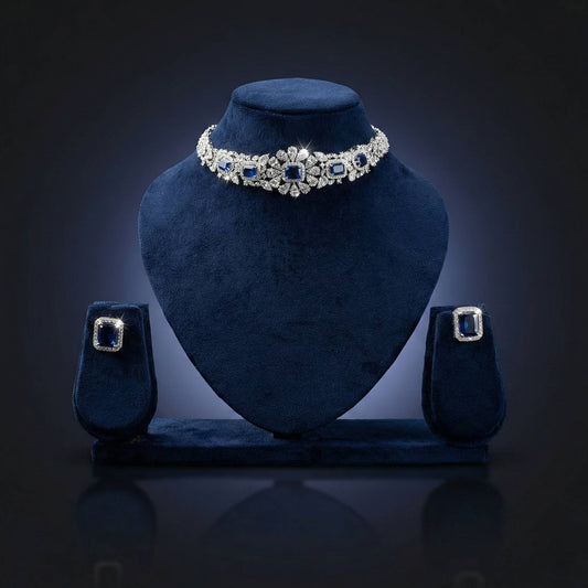 Luxora Silver Sapphire Choker with Bracelet
