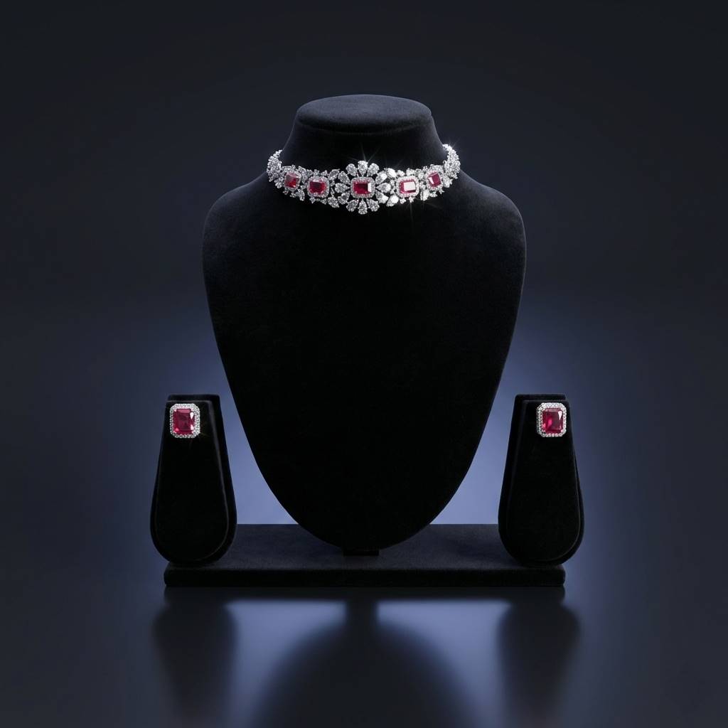 Luxora Silver Ruby Choker