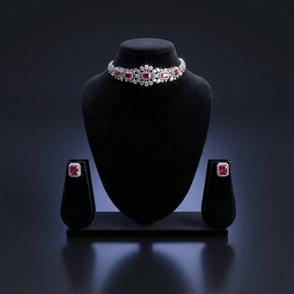 Luxora Silver Ruby Choker