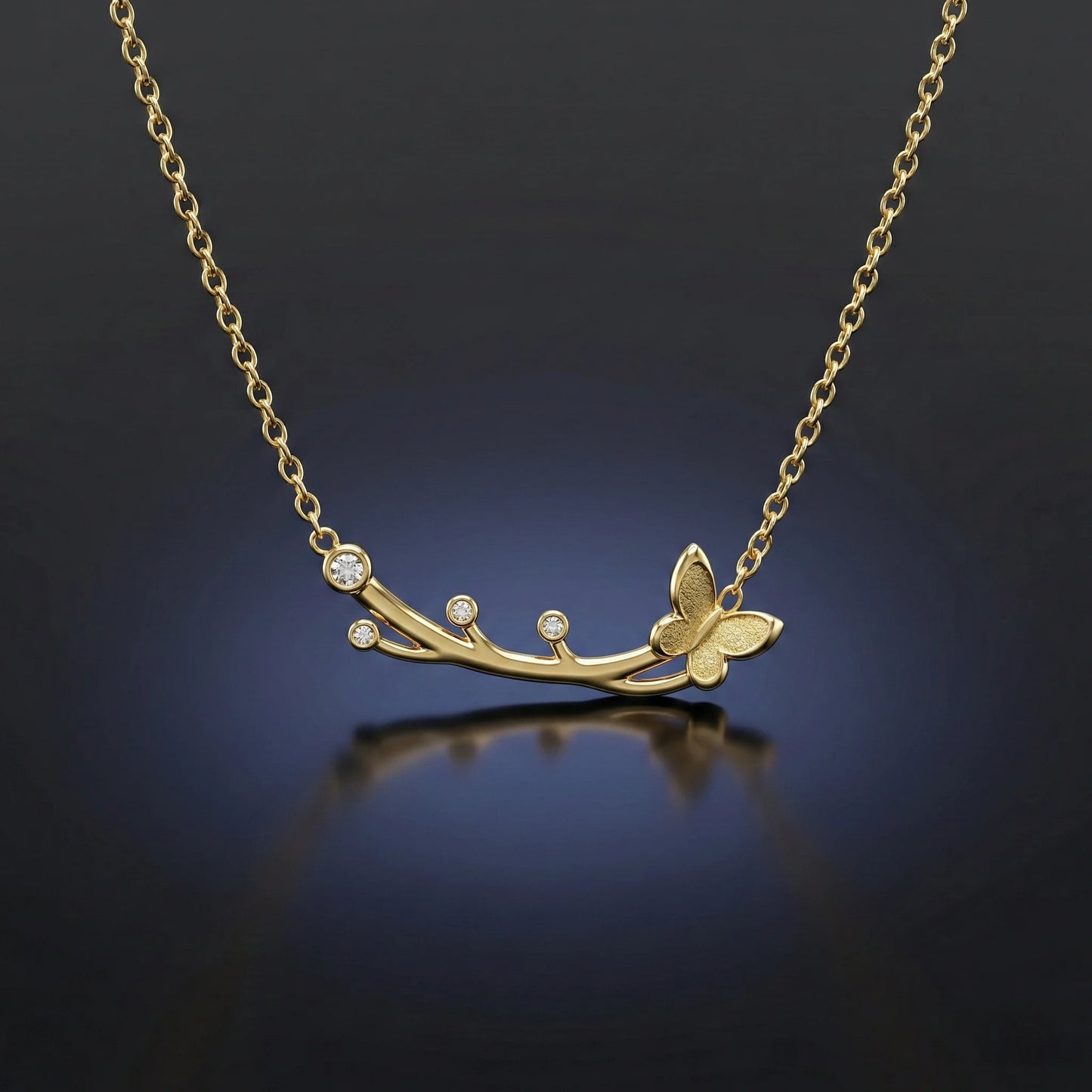 Luxora Golden Butterfly Branch Necklace